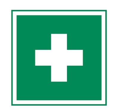 Rettungszeichen weiß grün 80 x 80 mm Ecken abgerundet - 50341 - Erste Hilfe  - buy from